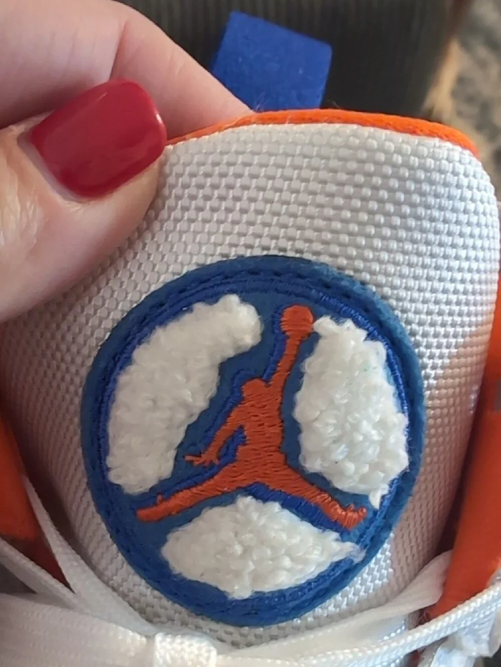 Jordan Kids White, Blue & Orange High-Top Sneakers